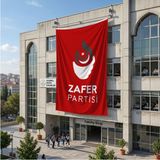Punto Dizayn Kırmızı Zafer Partisi Bayrağı 140GR Premium Raşel Kumaş 6x9 Metre