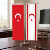 Punto Dizayn Kktc ve Türk Bayrağı Kırlangıç T Tipi Masa Bayrak Takımı