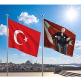 Punto Dizayn Koltukta Atatürk Bayrağı ve Alpaka Kumaş Türk Bayrağı 2'li Set 70X105CM