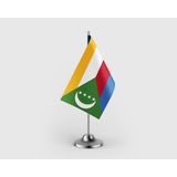 Punto Dizayn Komorlar Devleti Tekli Saten Masa Bayrağı Seti