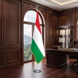 Punto Dizayn Macaristan Direkli - Altın Saçaklı Saten Makam Bayrağı Seti (Krom Direk)
