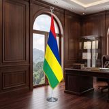 Punto Dizayn Mauritius Direkli - Altın Saçaklı Saten Makam Bayrağı Seti (Krom Direk)