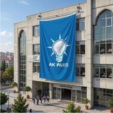 Punto Dizayn Mavi Ak Parti Bayrağı 140GR Premium Raşel Kumaş 6x9 Metre