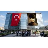 Punto Dizayn Mavi Gözlü Atatürk Portresi Bayrak ve Türk Bayrağı Premium Raşel Kumaş 2'li Set 10X15 Metre ATA11
