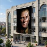 Punto Dizayn Mavi Gözlü Atatürk Yakın Çekim Portre Poster Bayrak Raşel Kumaş 6x9 Metre ATA67