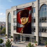 Punto Dizayn Mavi Gözlü Kalpaklı Gazi Mustafa Kemal Atatürk Ay Yıldız Poster Poster Bayrak Raşel Kumaş 6x9 Metre ATA37