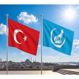 Punto Dizayn Mavi Hilal Kurt Bayrağı ve Alpaka Kumaş Türk Bayrağı 2'li Set 70X105CM