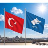 Punto Dizayn Mavi Türk Yazılı Göktürk Bayrağı ve Alpaka Kumaş Türk Bayrağı 2'li Set 70X105CM