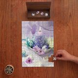 Punto Dizayn Mor Çiçekler - Mum Tasarımı 240 Parça Ahşap Puzzle Ahşap Kutuda PD00722
