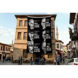 Punto Dizayn Mustafa Kemal Atatürk Altın Imza Ay Yıldız Bayrak Poster Bayrak Premium Raşel Kumaş ATA59