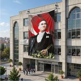 Punto Dizayn Mustafa Kemal Atatürk Altın Imzalı Poster Bayrak Raşel Kumaş 6x9 Metre ATA14