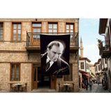 Punto Dizayn Mustafa Kemal Atatürk Altın İmzalı Poster Poster Bayrak Premium Raşel Kumaş 300x450cm ATA42