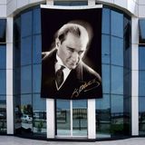 Punto Dizayn Mustafa Kemal Atatürk Altın İmzalı Poster Poster Bayrak Raşel Kumal 4x6 metre ATA42