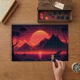 Punto Dizayn Neon Renkli Synthwave Illüstrasyon Tasarımı 240 Parça Ahşap Puzzle Ahşap Kutuda MPY60079