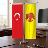 Punto Dizayn Oğuz Devleti ve Türk Bayrağı Kırlangıç T tipi Masa Bayrak Takımı