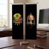 Punto Dizayn Osmanlı Arması ve Fatih Sultan Mehmed Han Miğferi Bayrağı Kırlangıç T Tipi Masa Bayrak Takımı