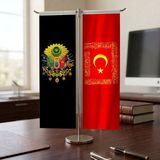 Punto Dizayn Osmanlı Arması ve Fetih Bayrağı Kırlangıç T tipi Masa Bayrak Takımı
