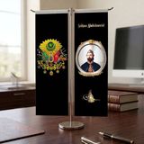 Punto Dizayn Osmanlı Arması ve Sultan Abdülmecid Bayrağı Kırlangıç T Tipi Masa Bayrak Takımı