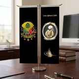 Punto Dizayn Osmanlı Arması ve Sultan Çelebi Mehmet Bayrağı Kırlangıç T Tipi Masa Bayrak Takımı