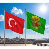 Punto Dizayn Osmanlı Arması Yeşil Bayrağı ve Alpaka Kumaş Türk Bayrağı 2'li Set 70X105CM