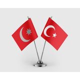 Punto Dizayn Osmanlı Devleti Bayrağı Türk Bayrağı Ikili Saten Masa Bayrağı Takımı