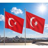 Punto Dizayn Osmanlı Imparatorluğu Bayrağı ve Alpaka Kumaş Türk Bayrağı 2'li Set 70X105CM