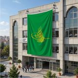 Punto Dizayn Osmanlı Tuğrası Bayrağı Yeşil 140GR Premium Raşel Kumaş 6x9 Metre