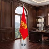 Punto Dizayn Osmanlı Tuğrası Kırmzı Direkli - Altın Saçaklı Saten Makam Bayrağı Seti (Krom Direk)
