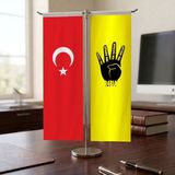 Punto Dizayn Rabia -(Tek Vatan -Devlet -Bayrak -Millet ) ve Türk Bayrağı Kırlangıç T tipi Masa Bayrak Takımı