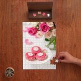 Punto Dizayn Renkli Çiçekler - Pembe Kekler Tasarımı 240 Parça Ahşap Puzzle Ahşap Kutuda PD01402