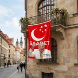 Punto Dizayn Saadet Partisi Bayrağı ve Necmettin Erbakan 140GR Premium Raşel Kumaş Bayrak 150X225 cm
