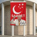 Punto Dizayn Saadet Partisi Bayrağı ve Necmettin Erbakan 140GR Premium Raşel Kumaş Bayrak 200X300CM