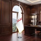 Punto Dizayn Saadet Partisi Direkli - Altın Saçaklı Saten Makam Bayrağı Seti (Krom Direk)
