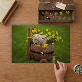 Punto Dizayn Saksıda Sevimli Gine Domuzları Tasarımı 240 Parça Ahşap Puzzle Ahşap Kutuda MPY40437