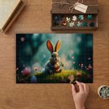 Punto Dizayn Sevimli Tavşan Çiçeklerin Arasında Tasarımı 240 Parça Ahşap Puzzle Ahşap Kutuda MPY40086