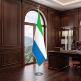 Punto Dizayn Sierra Leone Direkli - Altın Saçaklı Saten Makam Bayrağı Seti (Krom Direk)