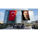 Punto Dizayn Sivil Gazi Mustafa Kemal Atatürk Portre Bayrak ve Türk Bayrağı Premium Raşel Kumaş 2'li Set 10X15 Metre Ata5