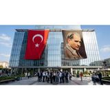 Punto Dizayn Sivil Gazi Mustafa Kemal Atatürk Yan Portre Bayrak ve Türk Bayrağı Premium Raşel Kumaş 2'li Set 10X15 Metre Ata8