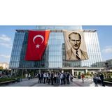 Punto Dizayn Sivil Mustafa Kemal Atatürk Bayrak ve Türk Bayrağı Premium Raşel Kumaş 2'li Set 10X15 Metre ATA34