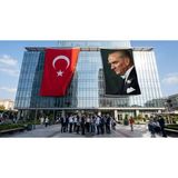 Punto Dizayn Sivil Mustafa Kemal Atatürk Portre Bayrak ve Türk Bayrağı Premium Raşel Kumaş 2'li Set 10X15 Metre ATA50