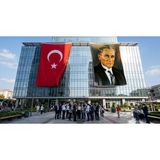 Punto Dizayn Sivil Mustafa Kemal Atatürk Portresi Bayrak ve Türk Bayrağı Premium Raşel Kumaş 2'li Set 10X15 Metre Ata2