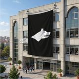 Punto Dizayn Siyah Beyaz Göktürk Bayrağı 140GR Premium Raşel Kumaş 6x9 Metre