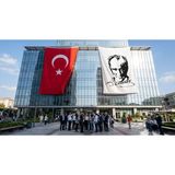 Punto Dizayn Siyah - Beyaz Mustafa Kemal Atatürk Silüeti ve Imza Bayrak ve Türk Bayrağı Premium Raşel Kumaş 2'li Set 10X15 Metre ATA28