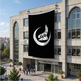 Punto Dizayn Siyah Bozkurt Hilal Bayrağı 140GR Premium Raşel Kumaş 6x9 Metre