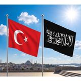 Punto Dizayn Siyah Kelime-I Tevhid Bayrağı ve Alpaka Kumaş Türk Bayrağı 2'li Set 70X105CM