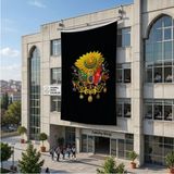 Punto Dizayn Siyah Osmanlı Arması Bayrağı 140GR Premium Raşel Kumaş 6x9 Metre