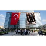 Punto Dizayn Siyah Takım Elbiseli Atatürk Bayrak ve Türk Bayrağı Premium Raşel Kumaş 2'li Set 10X15 Metre ATA21