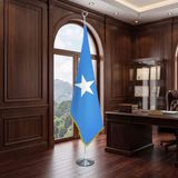 Punto Dizayn Somali Direkli - Altın Saçaklı Saten Makam Bayrağı Seti (Krom Direk)