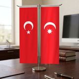 Punto Dizayn Son İmparatorluk Osmanlı ve Türkiye Bayrağı Kırlangıç T tipi Masa Bayrak Takımı