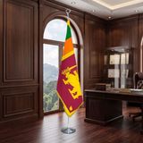 Punto Dizayn Sri Lanka Direkli - Altın Saçaklı Saten Makam Bayrağı Seti (Krom Direk)